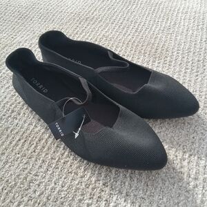 Torrid Stretch Knit Pointed Toe Mary Jane Flats Womens 8.5 WW Wide Width Black